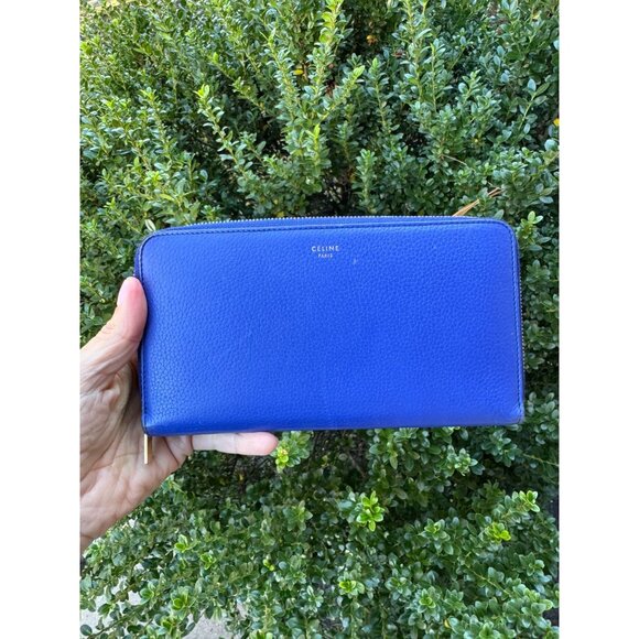 Celine Long Zip Around Wallet Blue Leather - Picture 1 of 12